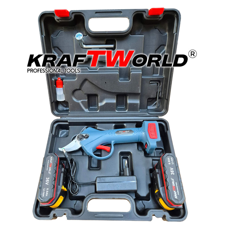 Комплект: Мини Резачка и Лозарска Ножица KraftWorld 36V 8A с 4бр батерии