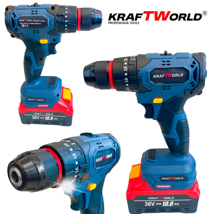 Комплект Акумулаторни Безчеткови Машини 4в1 PowerMax от Kraftworld 36V 10Ah